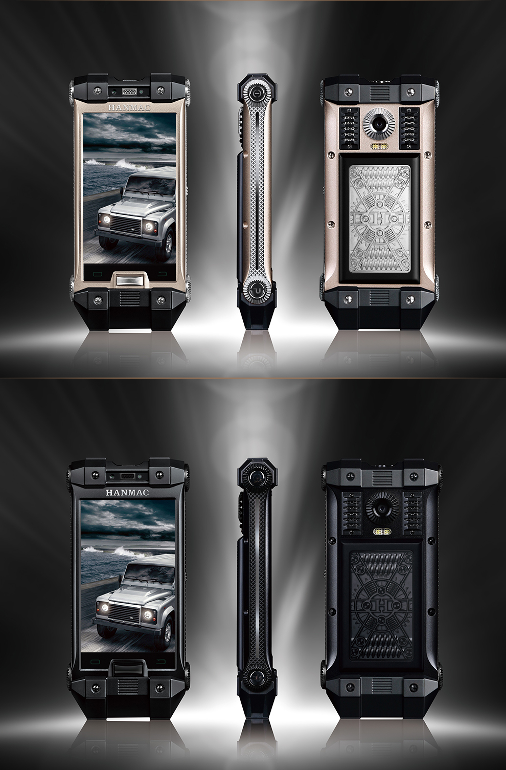 
                                        HANMAC 海恩迈 将军系列手机 双卡双待 移动4G 联通4G 将军4G璀璨金黑链条侧边                