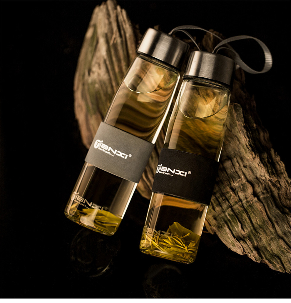 天喜茶杯玻璃杯水杯带盖便携男女士车载随手杯耐热过滤杯子泡茶杯