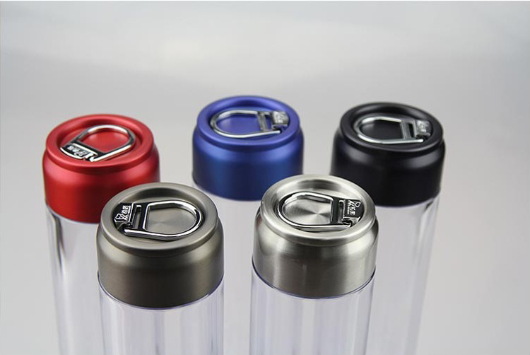 希诺塑料水杯带盖防漏便携加厚随手杯300ML创意可爱学生透明PC杯子XN-8106系列 黑蓝 8109 405ML