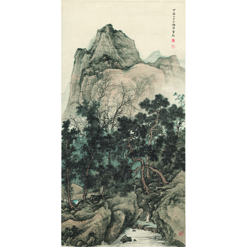 姿翰 装饰画 微喷字画复制品 陈少梅 山水图 109x55cm 临摹装修佳品