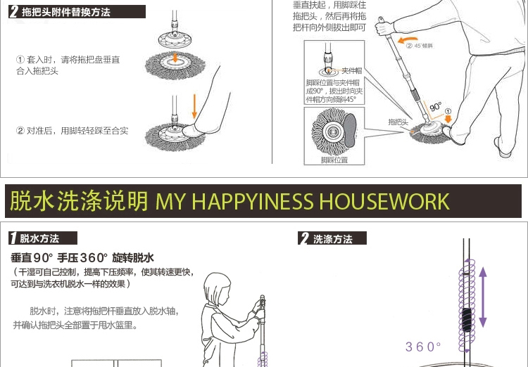 快媳妇 好神拖旋转拖把桶套装手压双驱动脱水地板拖布墩布省力免手洗