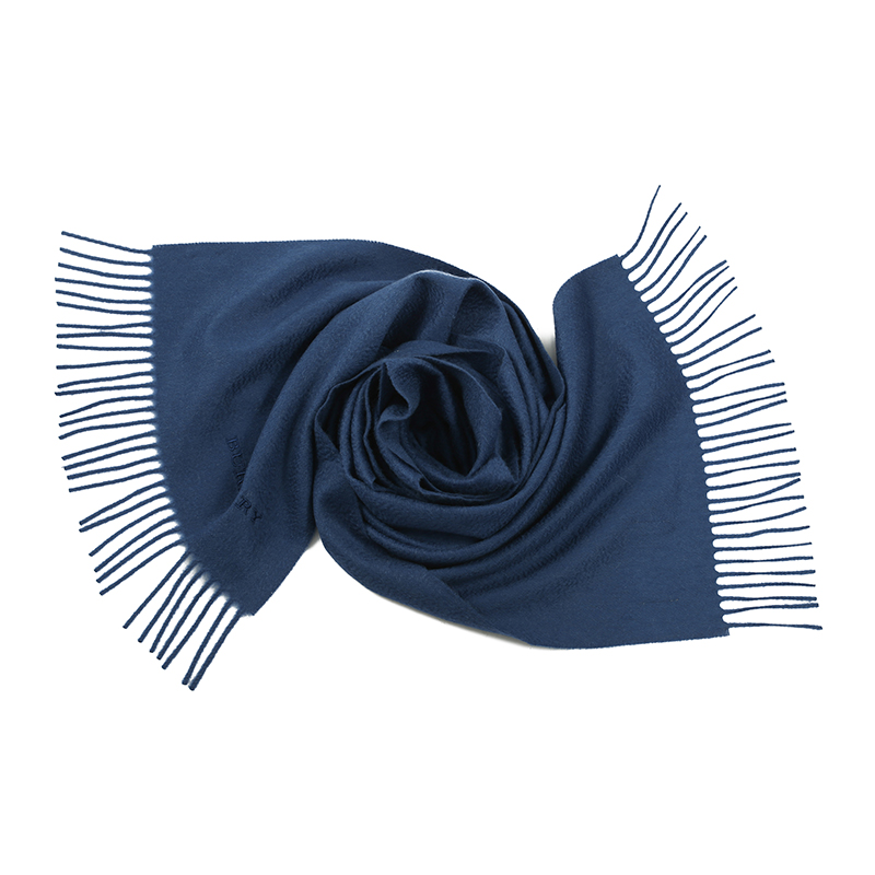 巴宝莉 burberry 女士经典logo徽标纯色羊绒围巾 3996027 陆军蓝