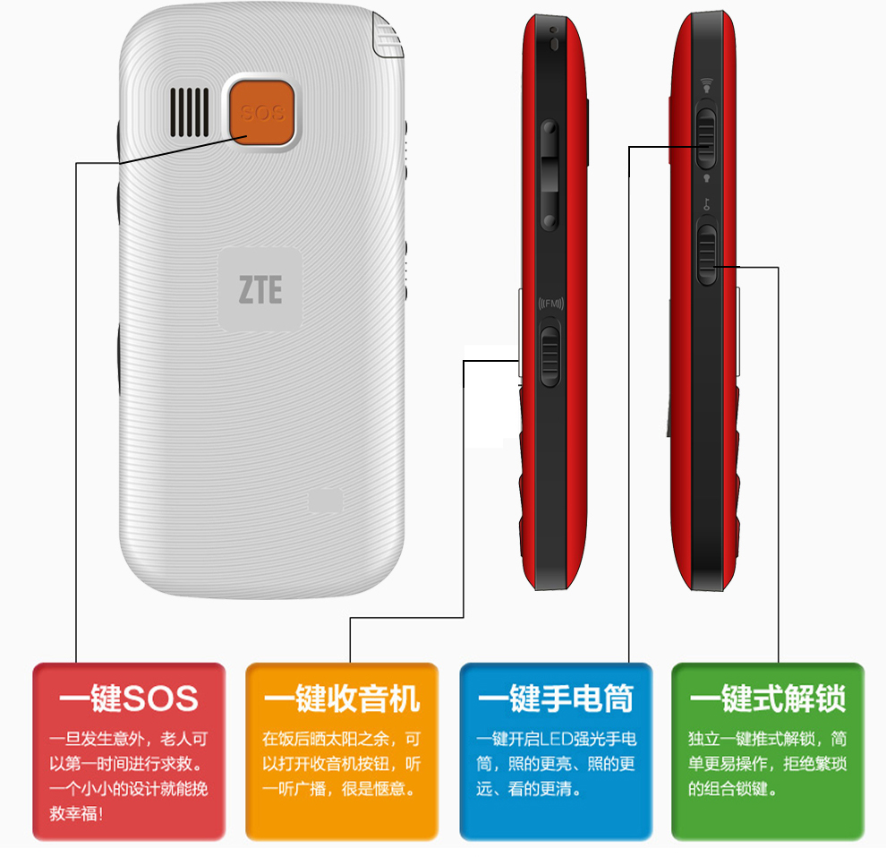 中兴（ZTE）L530G 移动/联通2G 老人手机 黑色