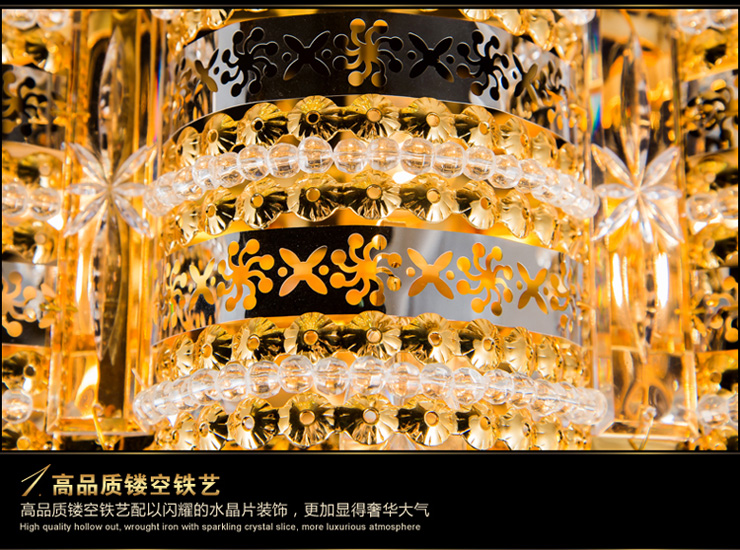 柏诗帝  金色水晶灯 奢华水晶灯大厅灯时尚创意吊灯简约客厅灯卧室灯餐厅灯饰 L6006 宽500*高440