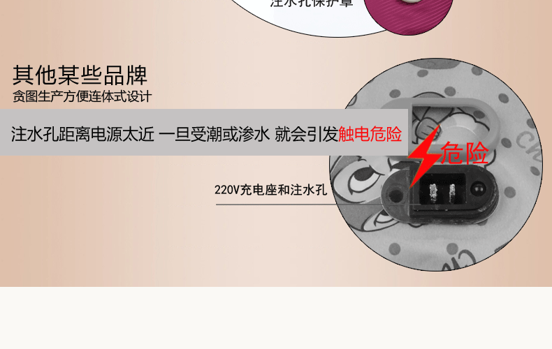 泉力充电热水袋暖腰水袋电热宝暖腰暖手宝暖宝宝注水暖腰电暖宝 水电分离防爆电暖袋 狮子辛巴+防爆夹热水袋