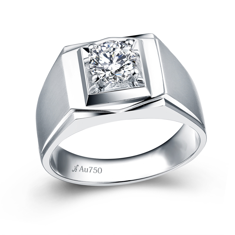 华得莱 一克拉钻石男戒 18k金镶钻石戒指结婚钻戒 1ct j/si