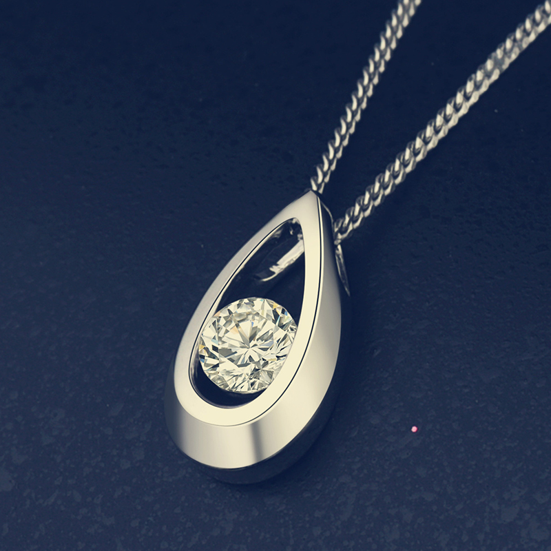 爱度珠宝 doido 钻石吊坠 项链 30分f-g色高品质项坠 经典水滴款