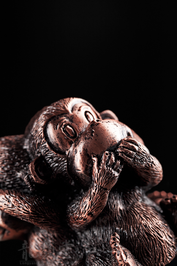 龙颜堂三不猴铜盖置日式茶具茶宠摆件铁壶置盖托壶盖架茶道配件镀白铜