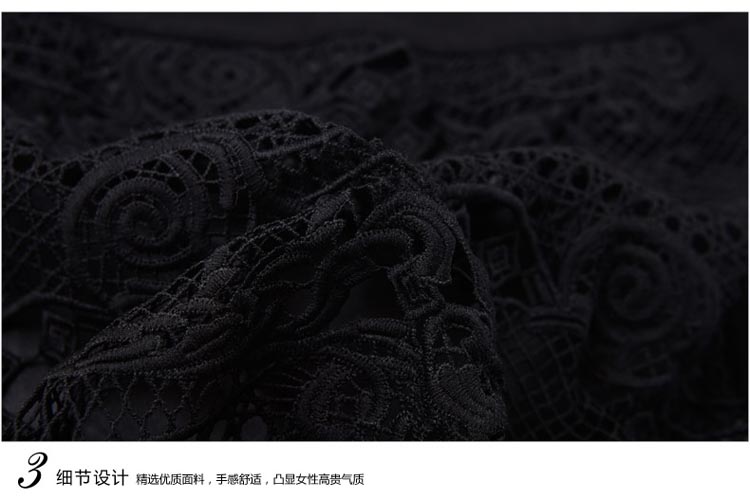DUNNU敦奴 专柜正品 秋季新款拼接镂空钩花包臀裙 黑色 M