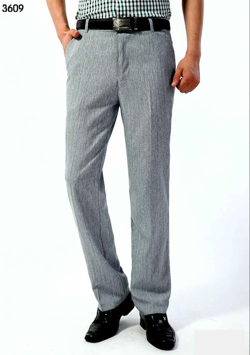 甄酷男装直筒亚麻休闲裤 春夏薄款高腰宽松男裤 商务中老年裤子 3601