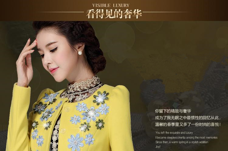 画景2015冬季女装新品外套日韩女装冬上新小香风呢子名媛修身中长款毛呢大衣 女0284 红色    M