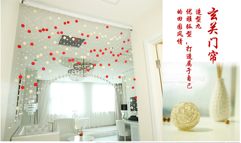 漫倾（MQ）藤球 水晶珠帘水晶隔断帘成品门帘玄关装饰帘半帘子客厅酒店装饰遮挡窗帘 竖着一串一米价格联系客服定制否则不发货哦