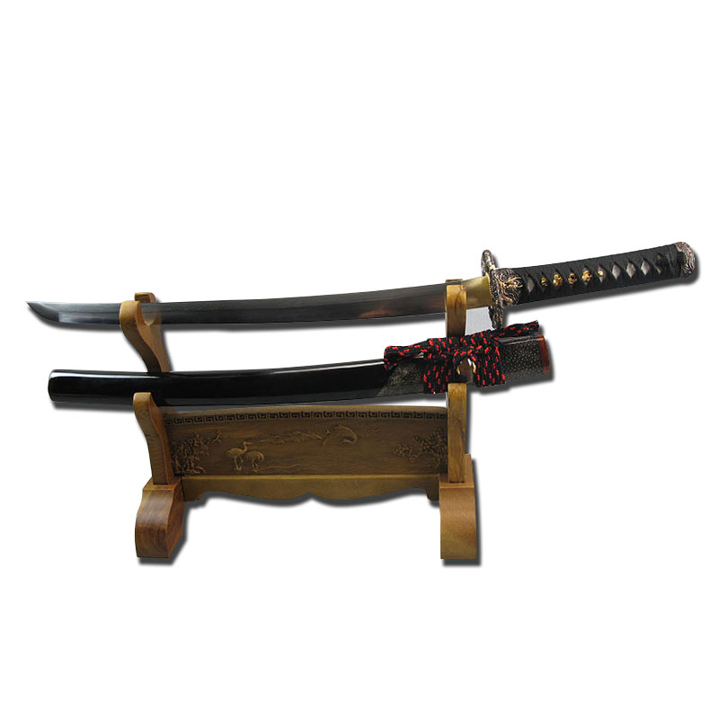 犀牛角 花纹钢烧刃半鱼皮 鞘鎏金配件武士刀 收藏品 未开刃