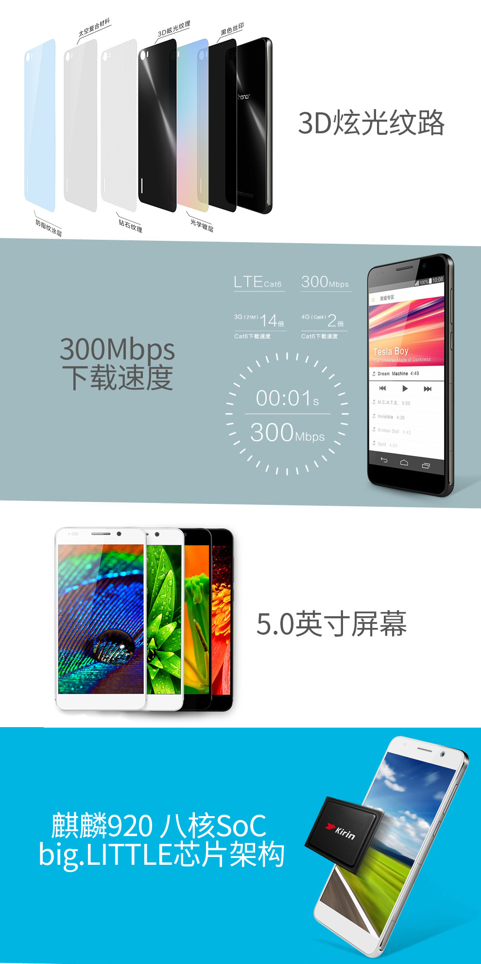 华为（HUAWEI） 荣耀6手机 白色 移动4G(16GB ROM) 标配版