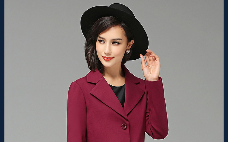 ROWILUX罗威2015秋装新品气质淑女风衣外套韩版中长款西装女 红色 M