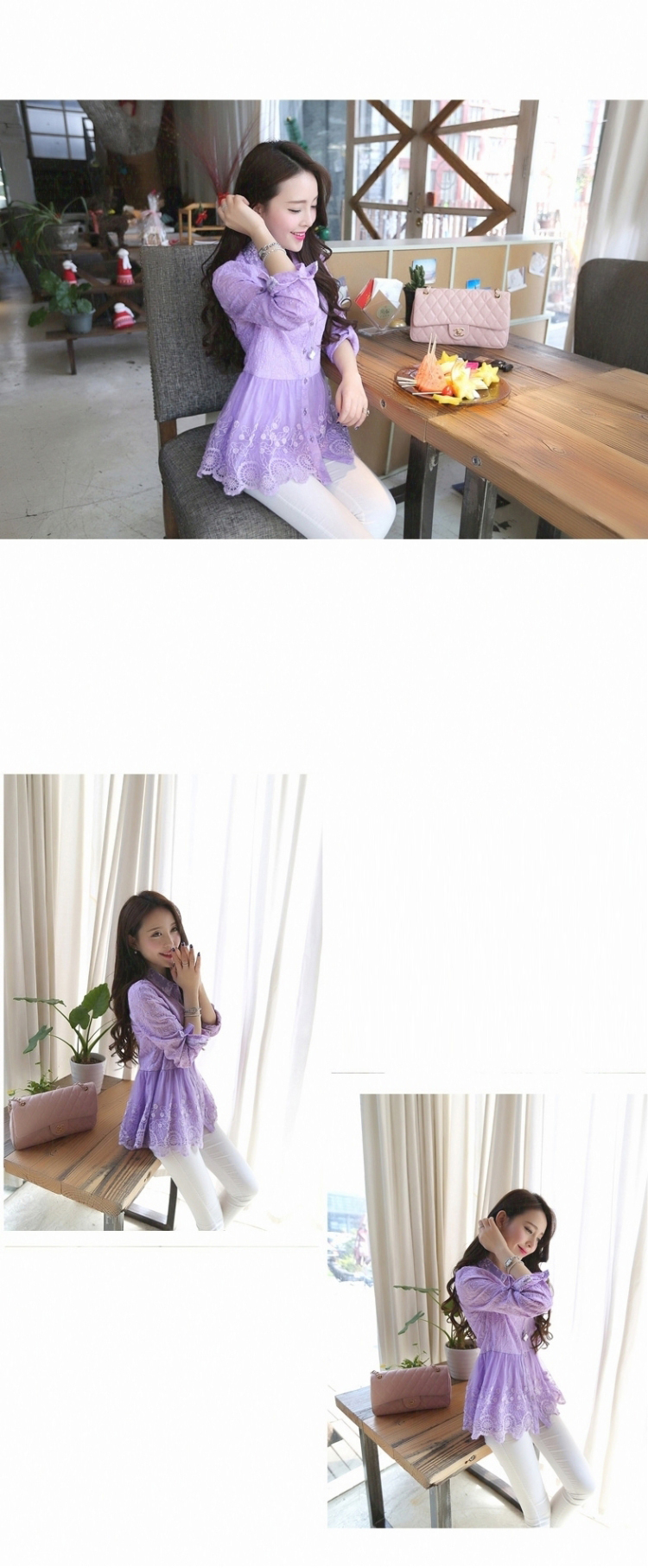 美莉丹2016秋夏装新款蕾丝打底衫女百搭韩版修身上衣中长款五分袖蕾丝衫 白色 3 XL