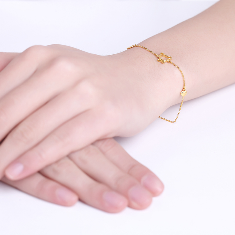 珂兰小萌熊足金黄金手链心形时尚女款h约4546g