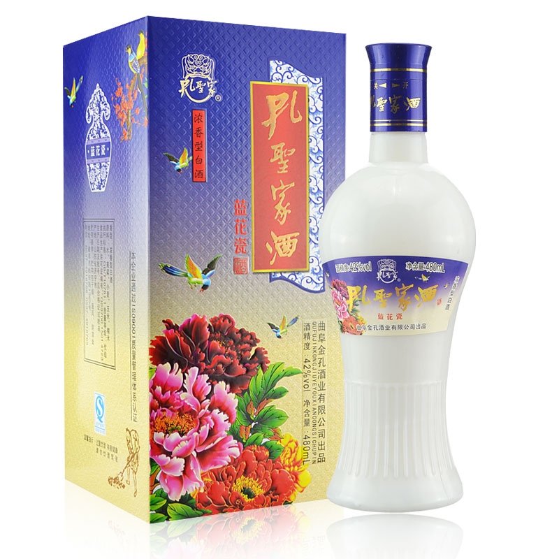 孔酒孔圣家酒蓝花瓷 浓香型白酒 42度480ml
