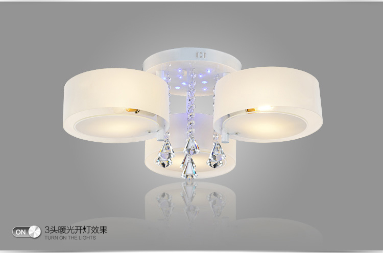 帝歌LED吸顶灯现代简约客厅灯浪漫温馨卧室灯大气水晶灯书房餐厅灯具灯饰008 三组合配3只白光灯泡