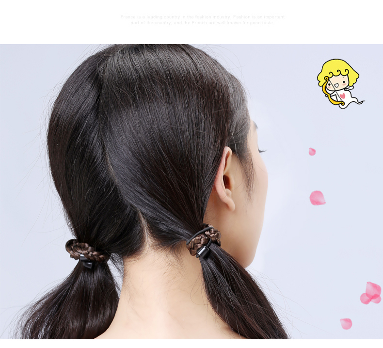 娇滴滴假发头绳 日韩时尚流行发饰品 可爱麻花辫子发绳 扎头发头饰品