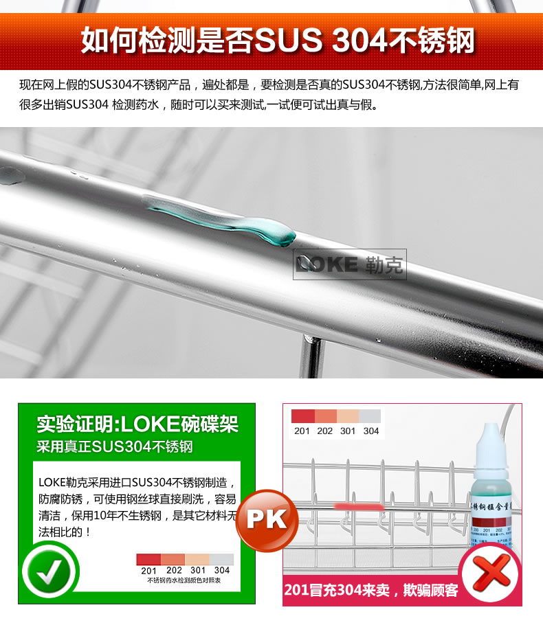 LOKE 304不锈钢 厨房置物架 双层多功能盘架收纳架 碟架沥水架 碗碟架 不锈钢碗架子