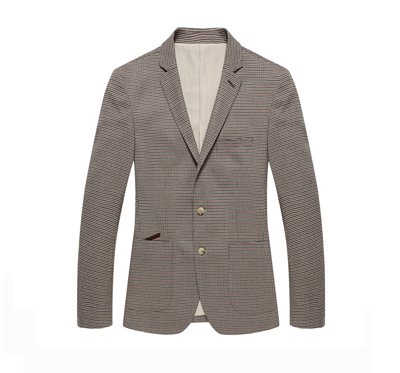 虎豹男士休闲小西装免烫青年百搭外套条纹三粒扣男装西服 花黄 52