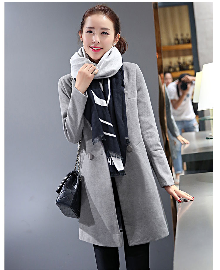 嘉妃儿毛呢大衣 女 2015秋装冬装新款韩版女装外套时尚修身中长款毛呢