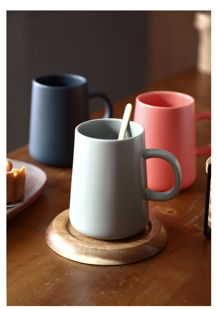 陶瓷马克杯ins简约欧式杯子北欧纯色茶杯 大容量创意办公早餐情侣杯牛