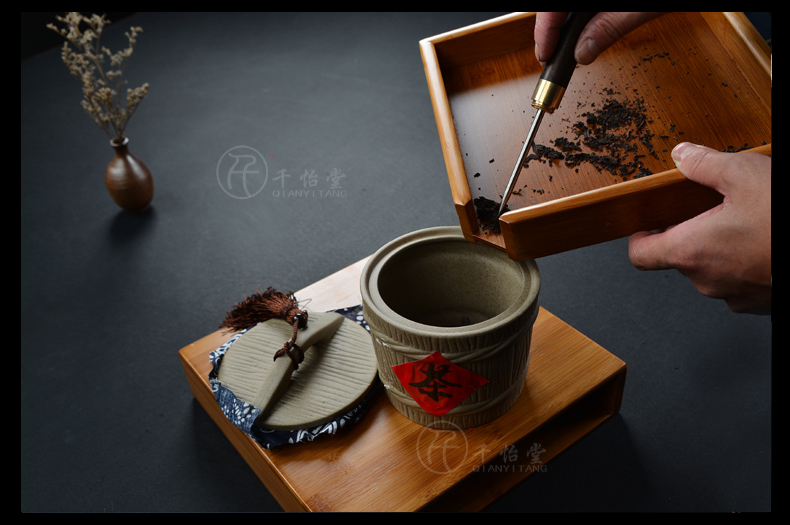 
                                                                                千怡堂（QIANYITANG） 茶盒普洱茶分茶盒子七子饼茶仓分茶器竹制茶盒茶叶罐357克 竹制普洱茶盒单层                