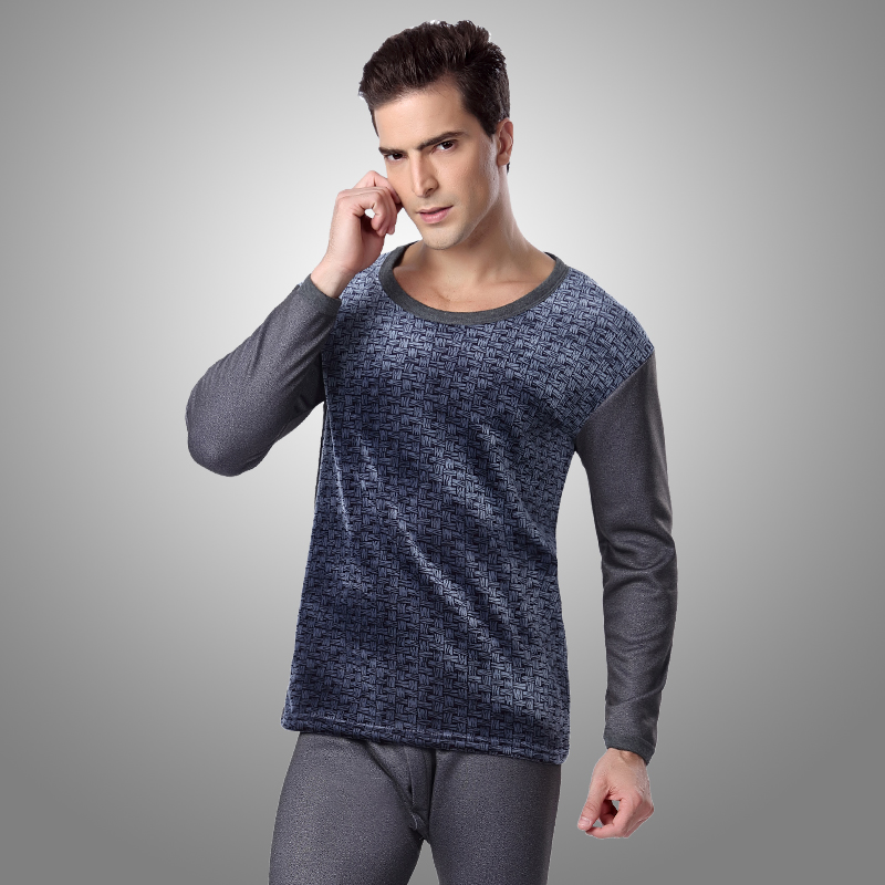 保暖内衣冬季加绒加厚男士保暖套装 天蓝色 xl