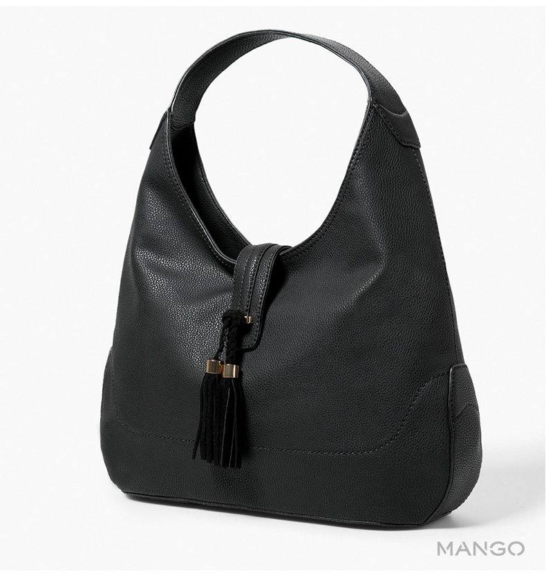 mango包包系列黑色牛皮流苏包5401301299 黑色 均码