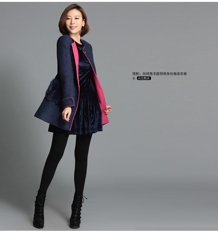 欣柏纶 2015秋冬新款韩版淑女修身毛呢大衣中长款呢子外套577 高贵米白 L