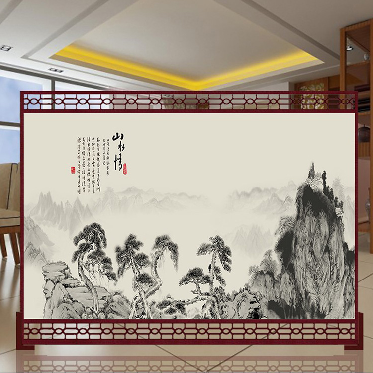 优阁调订制实木屏风隔断进口樟子松木中式双面缕空单扇屏风中式座屏雕花风水墙 2410 240*180四周镂
