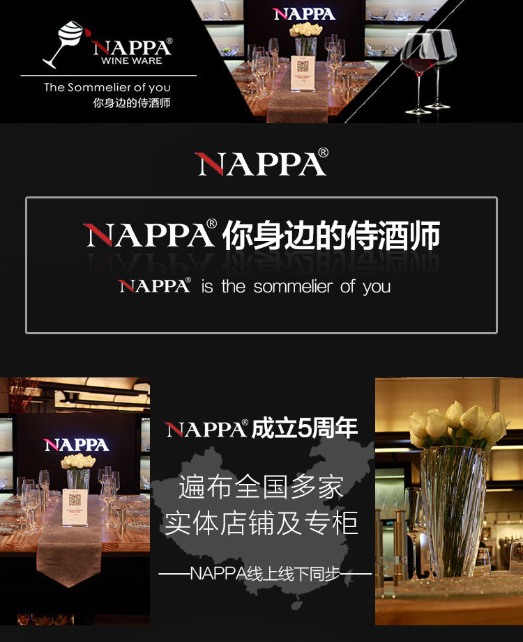 NAPPA水晶红酒杯醒酒器套装高脚杯葡萄经典款酒杯酒具杯具 6只 815ML红酒杯