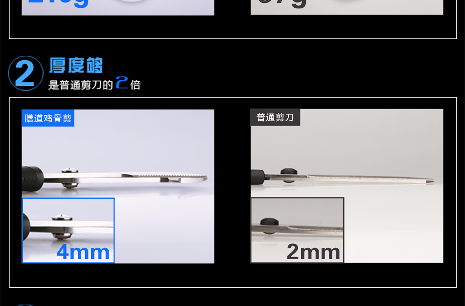 膳道 带钩强力多功能鸡骨剪 剪力强劲 去鱼鳞  厨房/家用剪刀