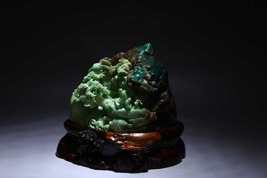 省级雕刻大师董学清作品 独山玉 遇知音 摆件 2050g 【玉石王朝】