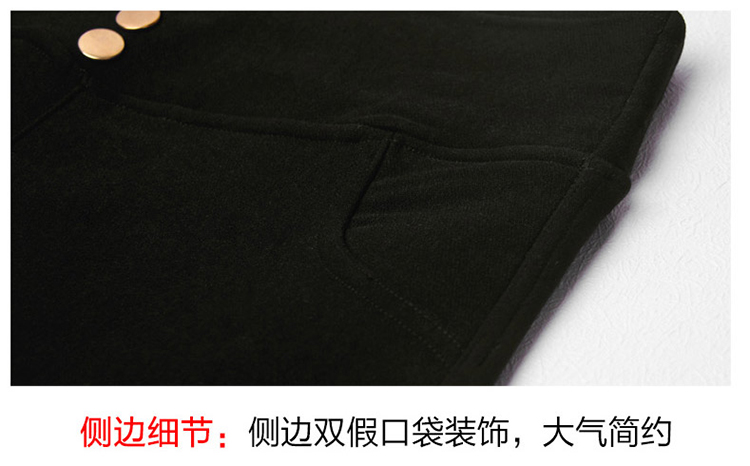尼恩赛斯 高腰外穿打底裤女小脚裤长裤显瘦大码弹力铅笔裤 黑色黄金绒 L