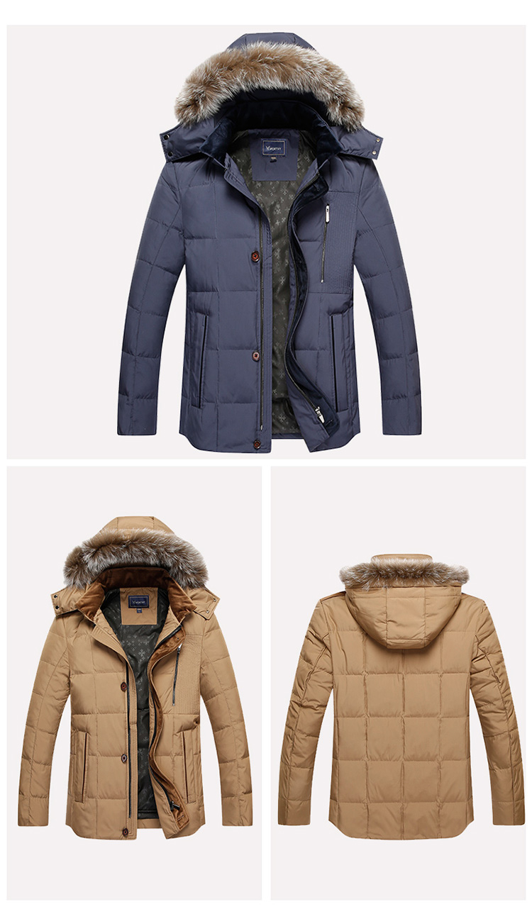 九鹿王 2015秋冬新款貂毛领商务休闲青年男士修身羽绒服外套加厚 2#藏