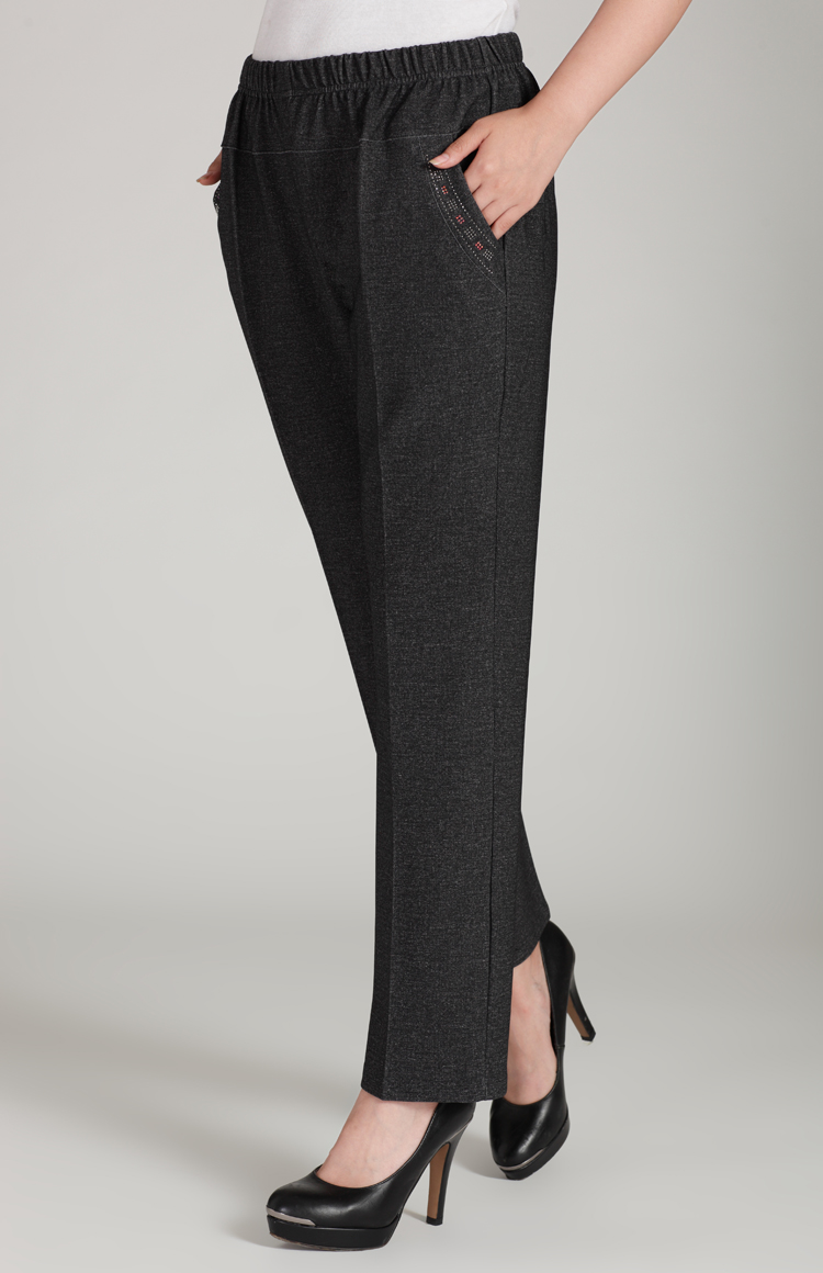 很想2014中老年女裤妈妈装松紧腰 老年人女装 奶奶春秋装长裤子 灰色