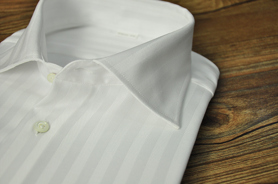 男士商务衬衫量身定制 白色条纹纯棉面料衬衫定做 纯白色 量体尺码