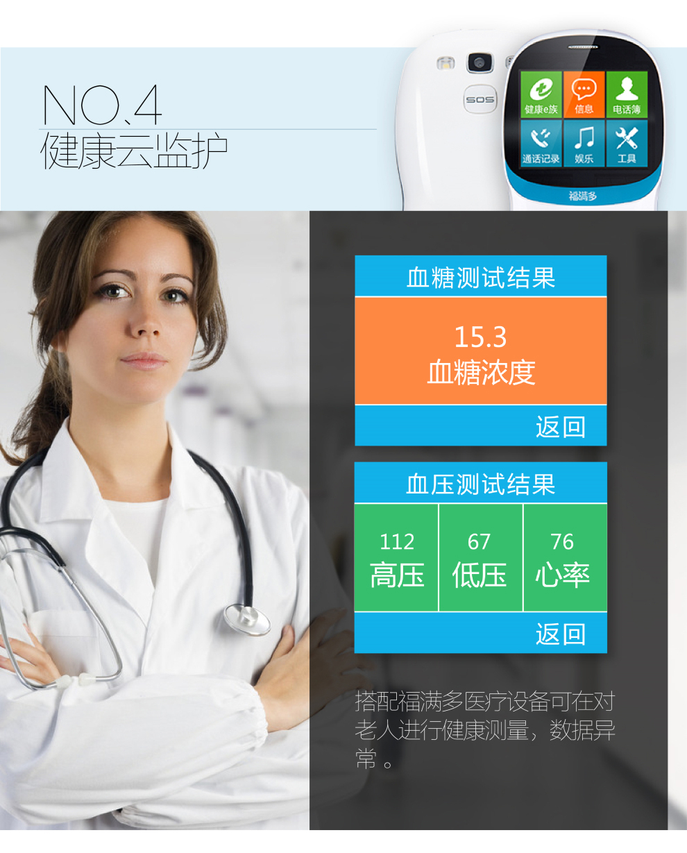 福满多 M2 移动/联通2G 老人手机 蓝色