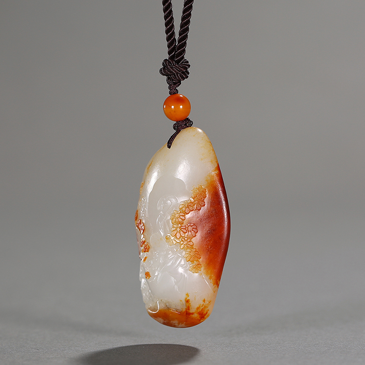 新疆和田玉白玉独籽把件秋风吟 中国玉雕大师翟倚卫作品 具体价格请