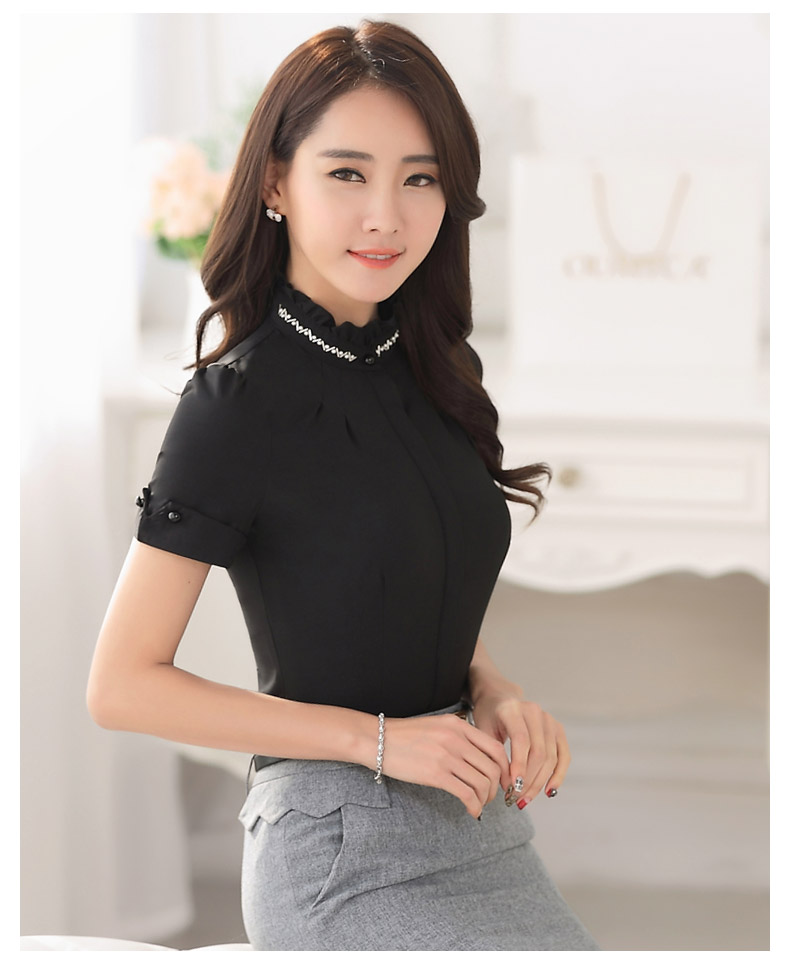 缇素tisu 2016夏装韩版职业装女装套装衬衫女白色修身收腰女士衬衣女