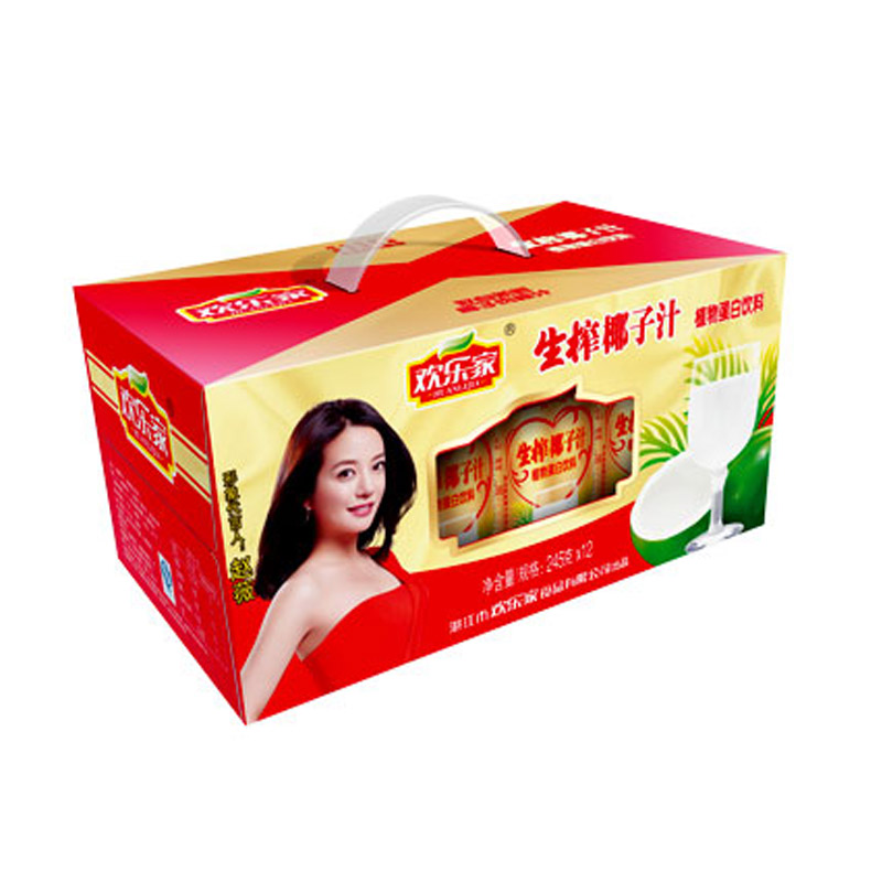 欢乐家生榨椰子汁245ml*12罐 喜庆金罐装 多省包邮