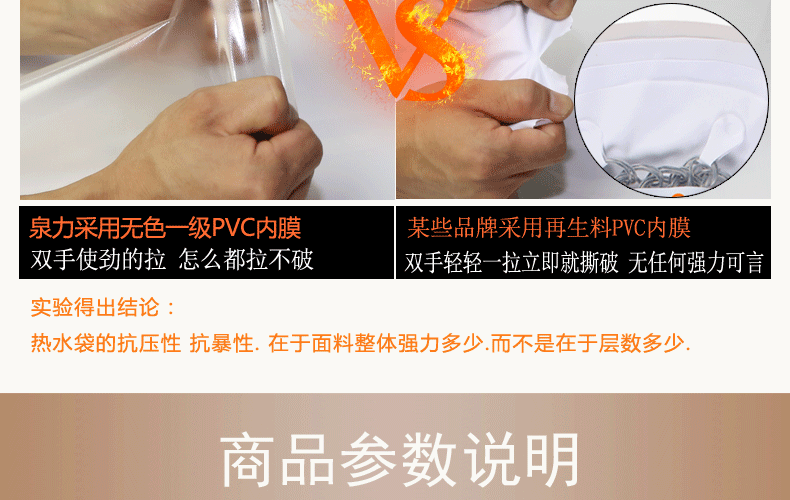 泉力充电热水袋暖腰水袋电热宝暖腰暖手宝暖宝宝注水暖腰电暖宝 水电分离防爆电暖袋 狮子辛巴+防爆夹热水袋