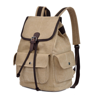 ilelin春季新款双肩包男韩版学生包男女帆布休闲旅行包户外背包潮流