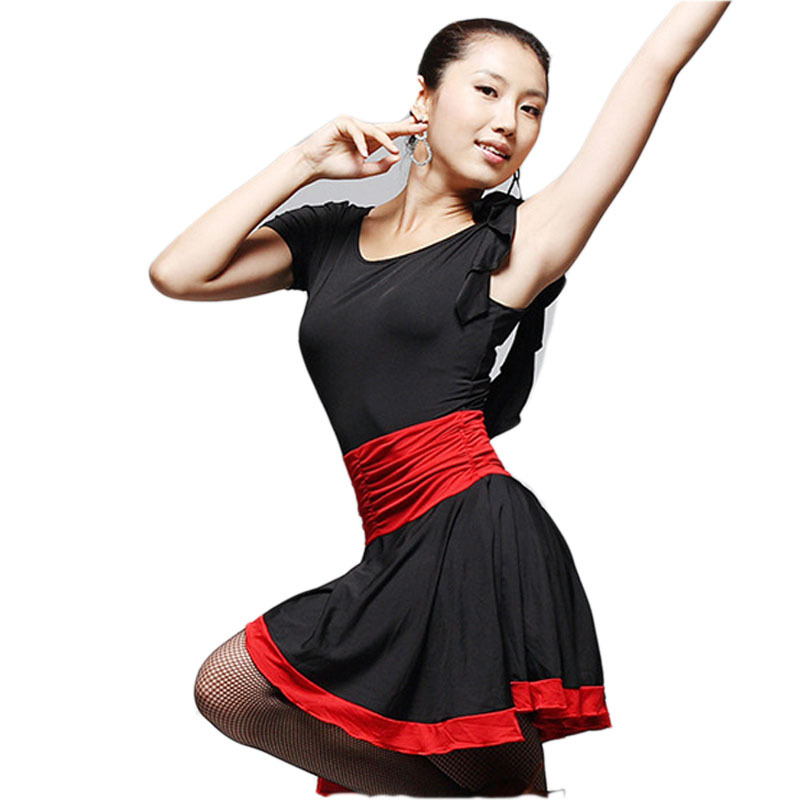 时尚健身运动服舞蹈服 拉丁舞 纯色拼接 气质优雅 青春靓丽 简约修身