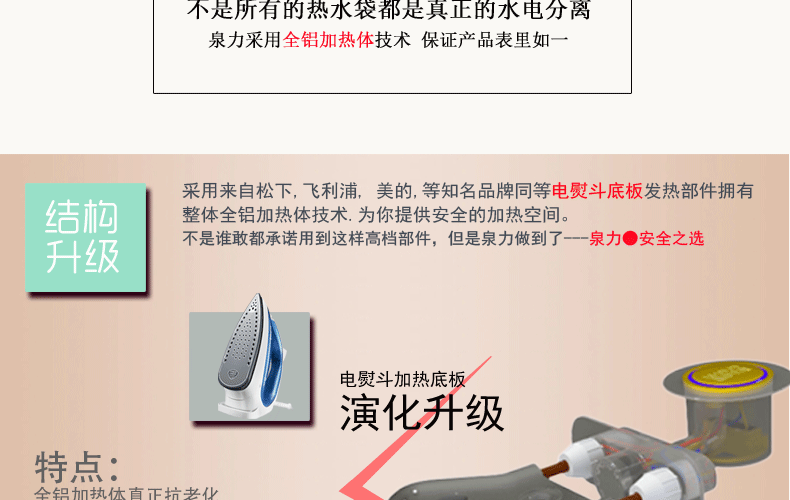 泉力充电热水袋暖腰水袋电热宝暖腰暖手宝暖宝宝注水暖腰电暖宝 水电分离防爆电暖袋 狮子辛巴+防爆夹热水袋