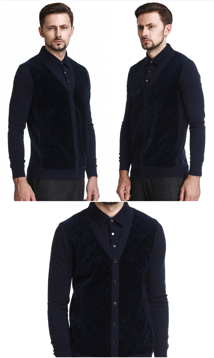 雷驰男装 秋冬款 男士商务绅士毛衫外套 毛衣外套 2003 深蓝303 48