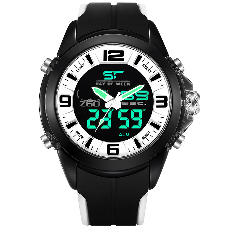 正港(zgo)手表 合金双显多功能男士电子表705 黑壳黑内影